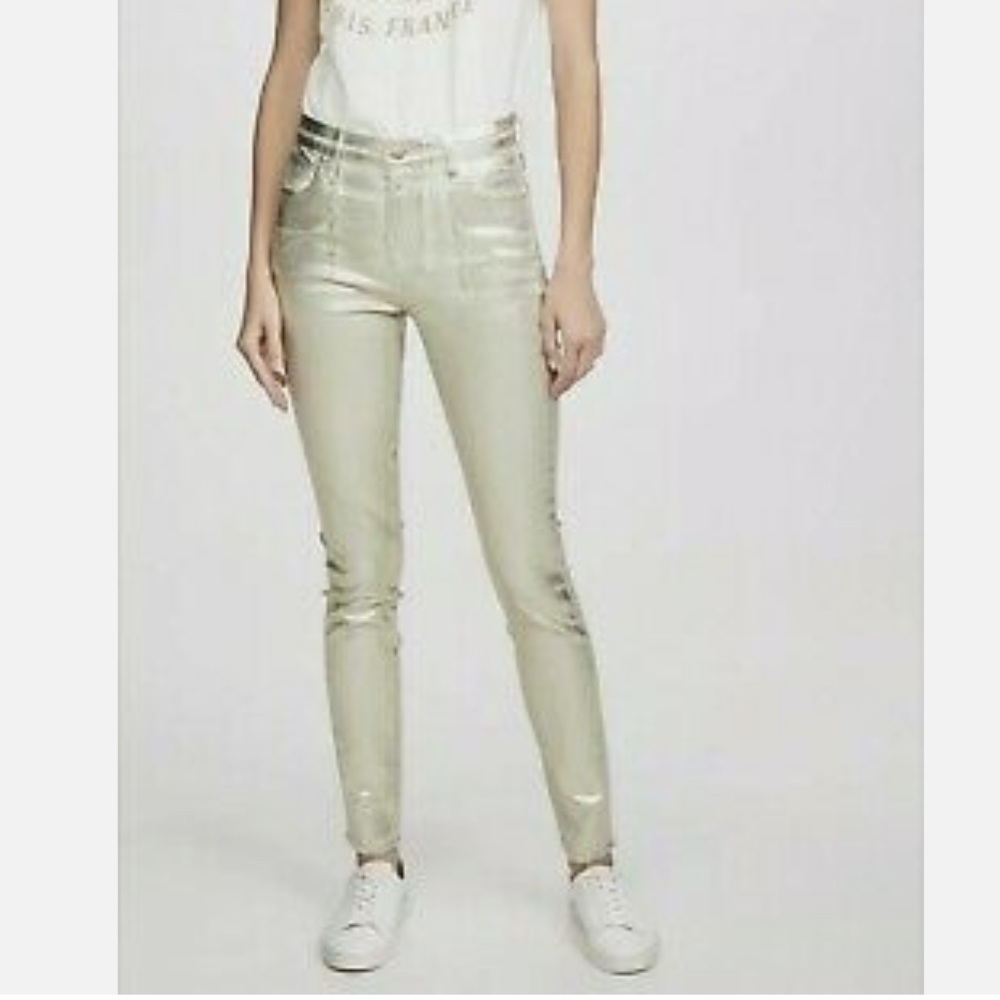 J Brand Maria Metallic Hi-Rise Skinny Jeans - Size 26